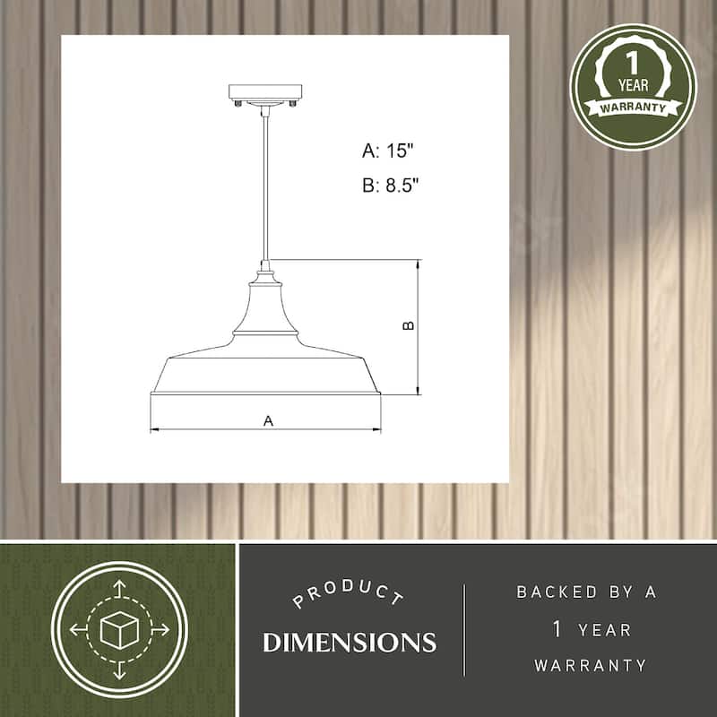 Dorado Bronze Outdoor Farmhouse Pendant Ceiling Light - 15-in W x 8.5-in H x 15-in D