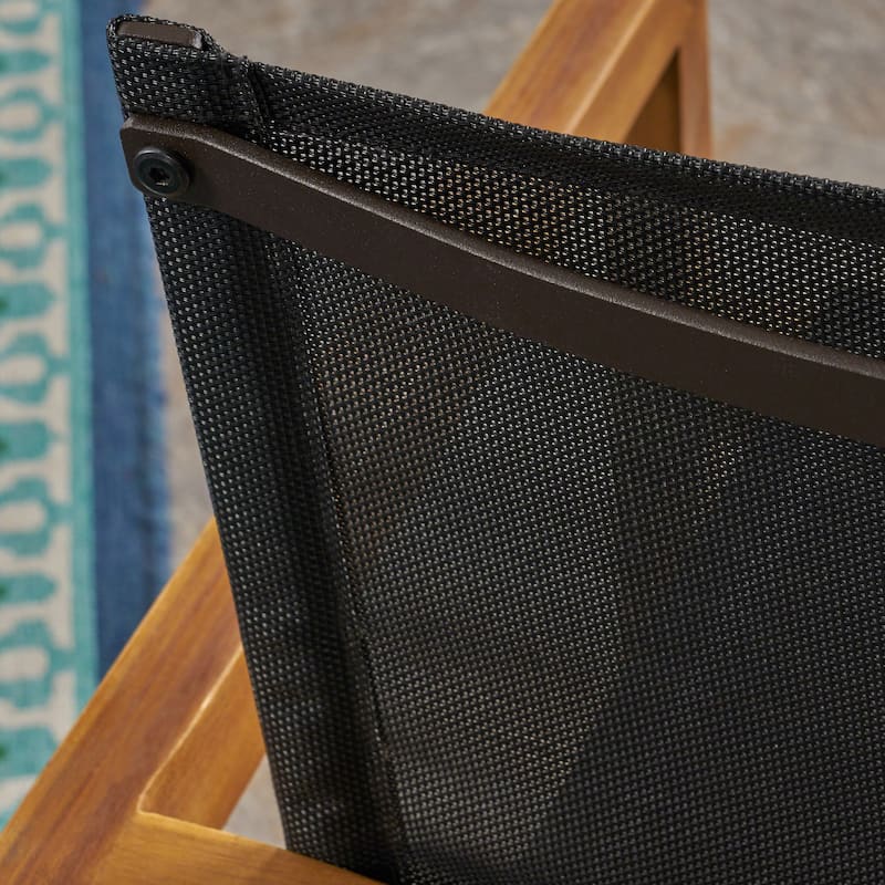 Copperfield Outdoor Acacia Wood 7 Piece Dining Set with Mesh Seats by Christopher Knight Home