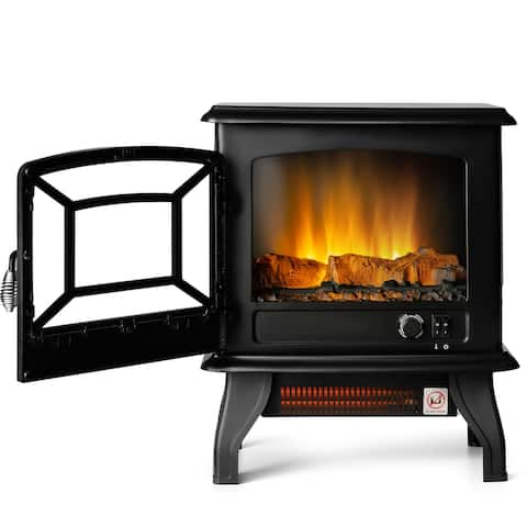 Costway 20'' Freestanding Eleactric Fireplace Heater Stove W/ - See Details