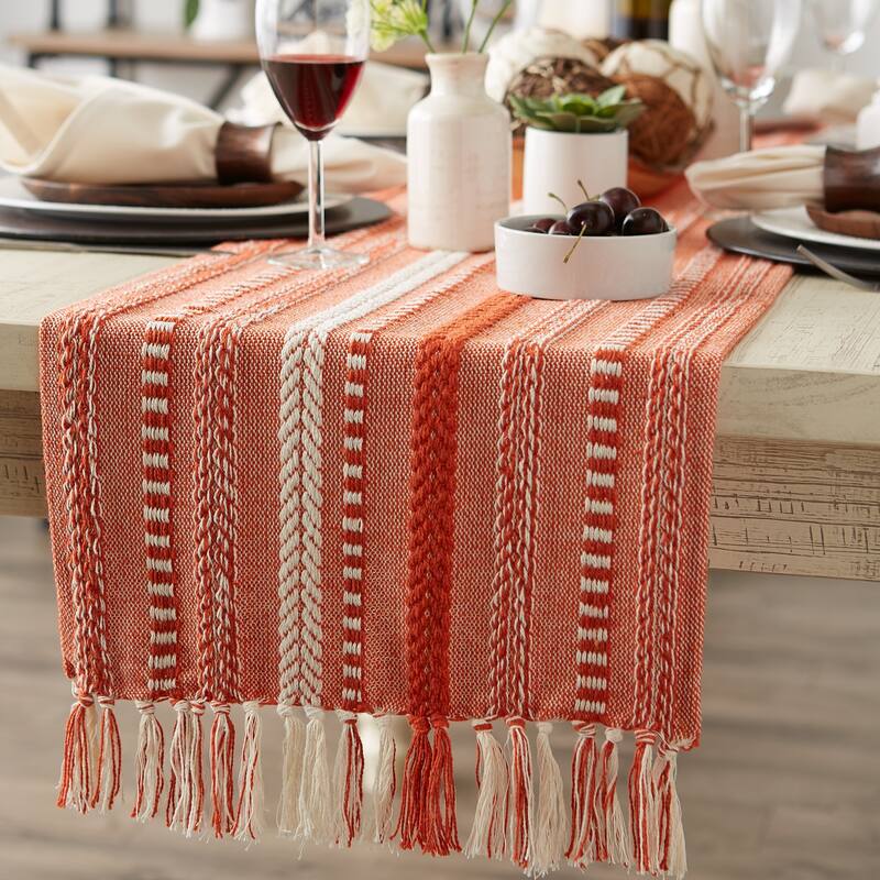 DII Black Braided Stripe Table Runner