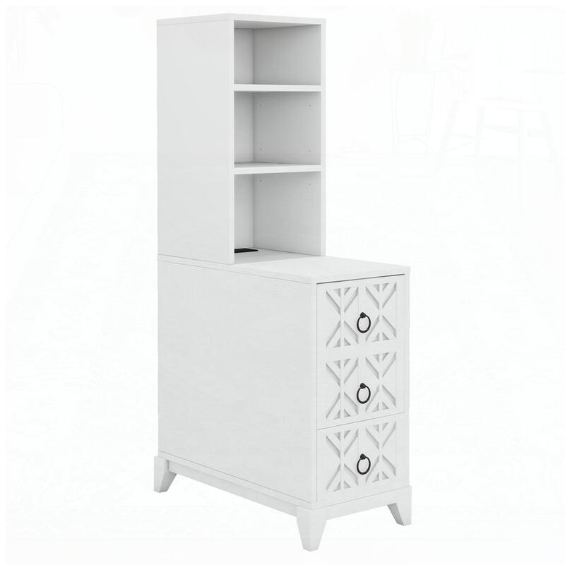 3 Drawers NightStand Corner Table with 2 Open Shelves