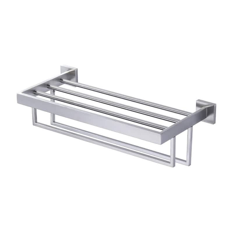 WOWOW 2-Tier Stainless Steel Bath Towel Rack - 20 in. - Brushed Nickel
