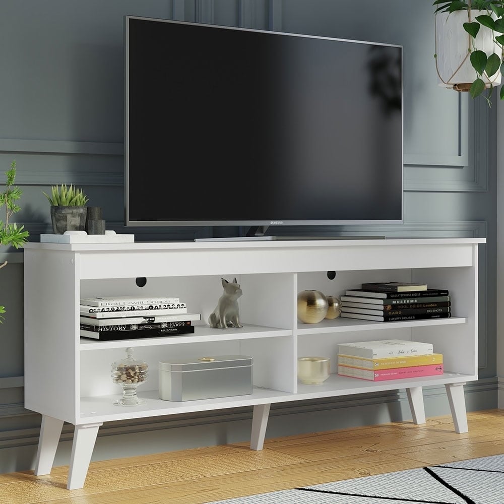 55-inch TV Stand with 4 Shelves, Cable Management, and High Weight Capacity for Living Room and Bedroom