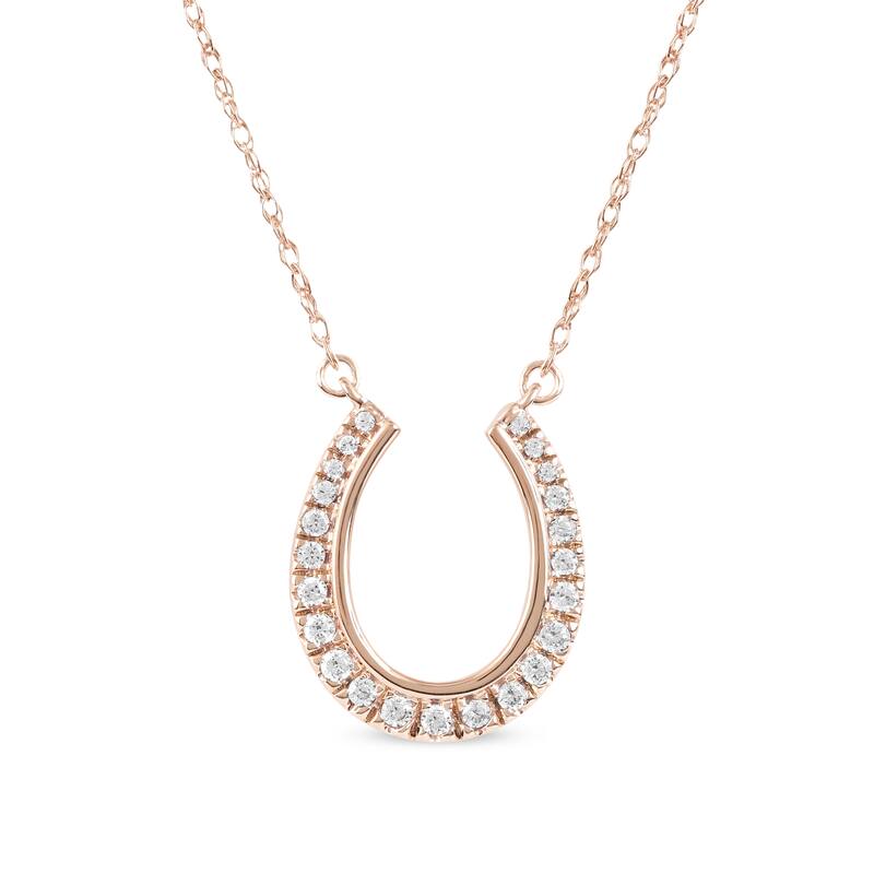10K Gold 1/6ct TDW Diamond Horseshoe Pendant Necklace for Women