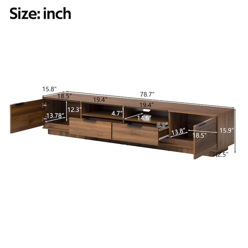 78 Inch TV Stand for TVs up to 85", Entertainment Center Media Console, Wood TV Cabinet with Deep Drawer, Open Shelves