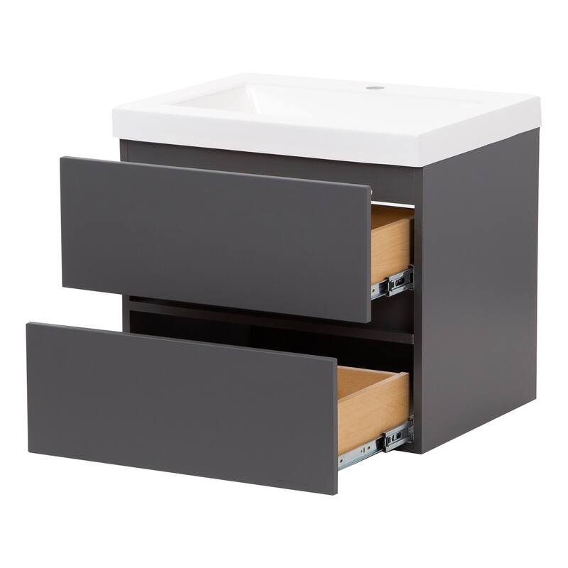 Spring Mill Cabinets Innes 24.5" 2-Drawer Floating Bathroom Vanity With White Sink Top