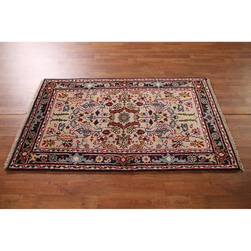 Floral Transitional Oushak Oriental Accent Rug Handmade Wool Carpet - 3'0"x 4'11"