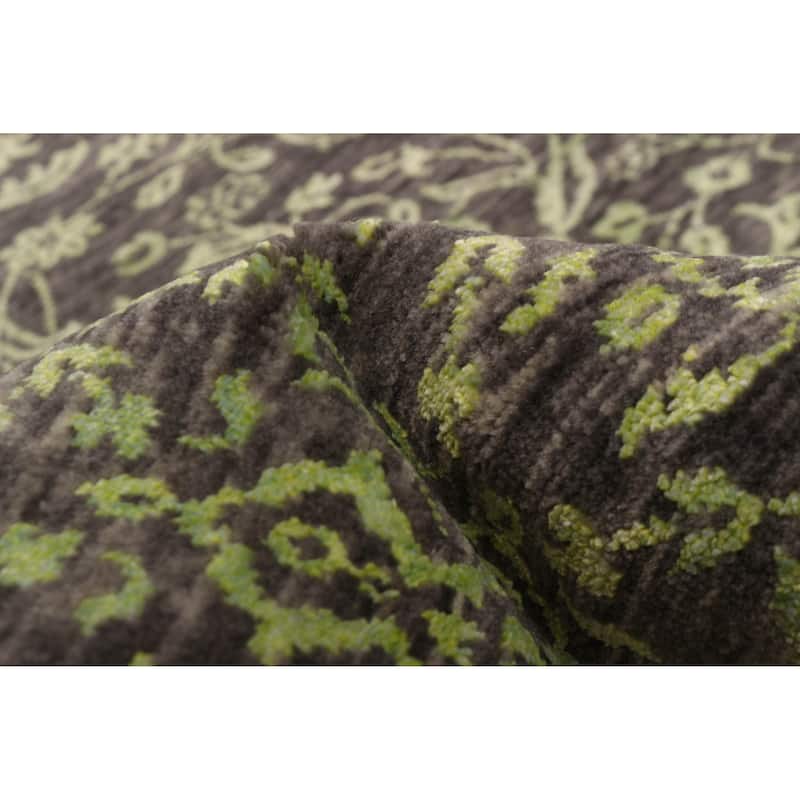 ECARPETGALLERY Hand-knotted Heritage Dark Grey Silk, Wool Rug - 6' x 9'