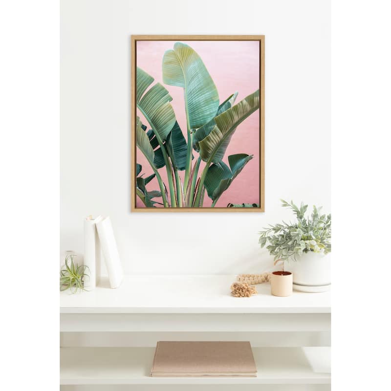 Kate and Laurel Sylvie Tropic Pink Framed Canvas by Alicia Bock