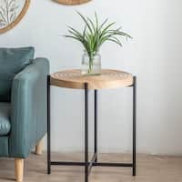 Modern Thread Design Round Coffee Table or End Table, MDF Table Top ...