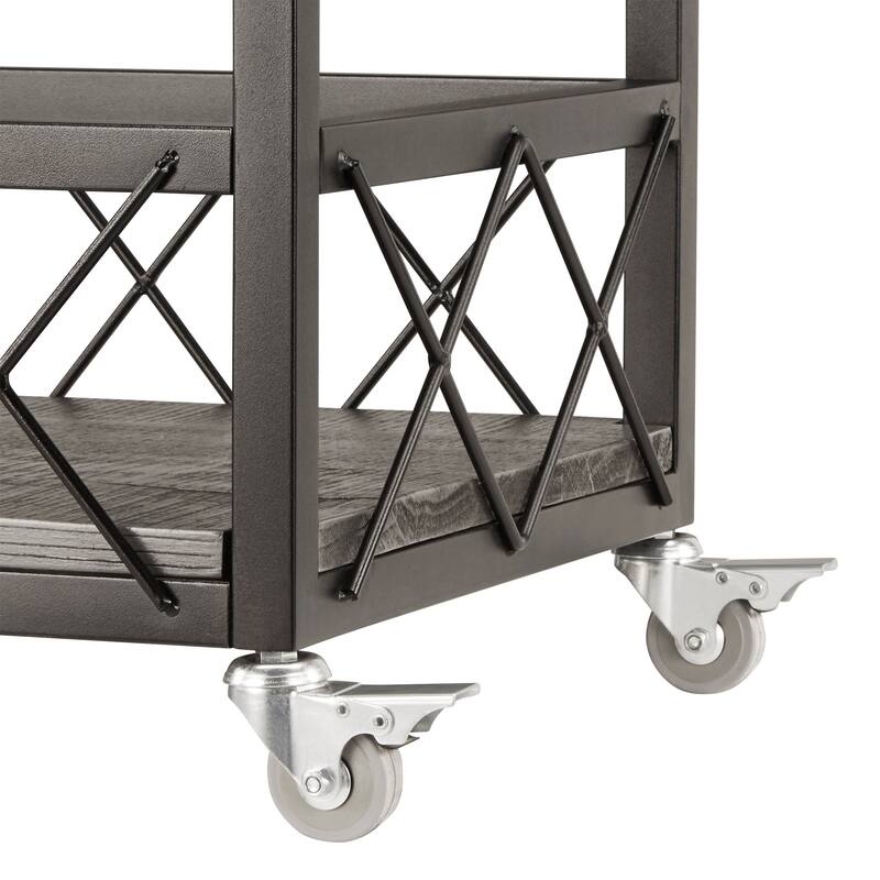 Myra Rustic Serving Cart with Wine Inserts and Removable Tray Top by iNSPIRE Q Classic