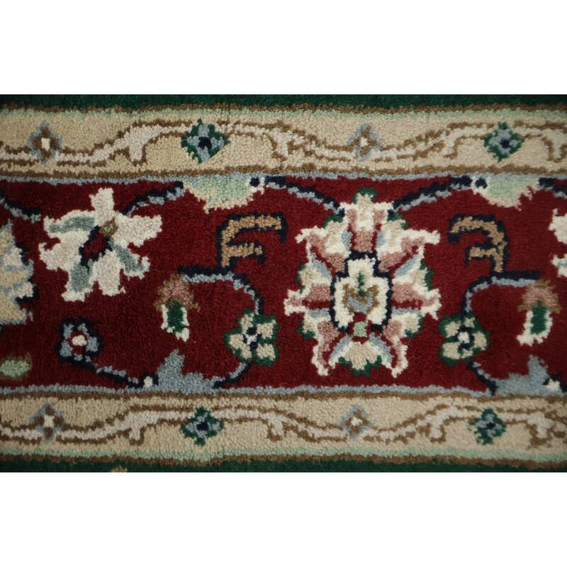 Hand Knotted Oriental 100% Wool Carpet Traditional All-Over Green Agra Area Rug - 5' 10'' X 4' 0''