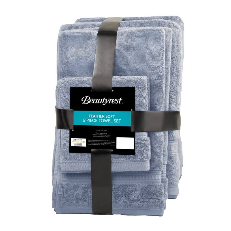 Cotton Feather Touch Antimicrobial Towel 6 Piece Set - Blue
