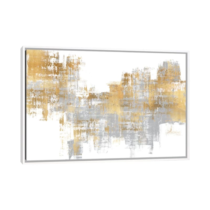 iCanvas "Dynamic Gold on Grey I" by Alex Wise Framed Canvas Print - White - 26x40