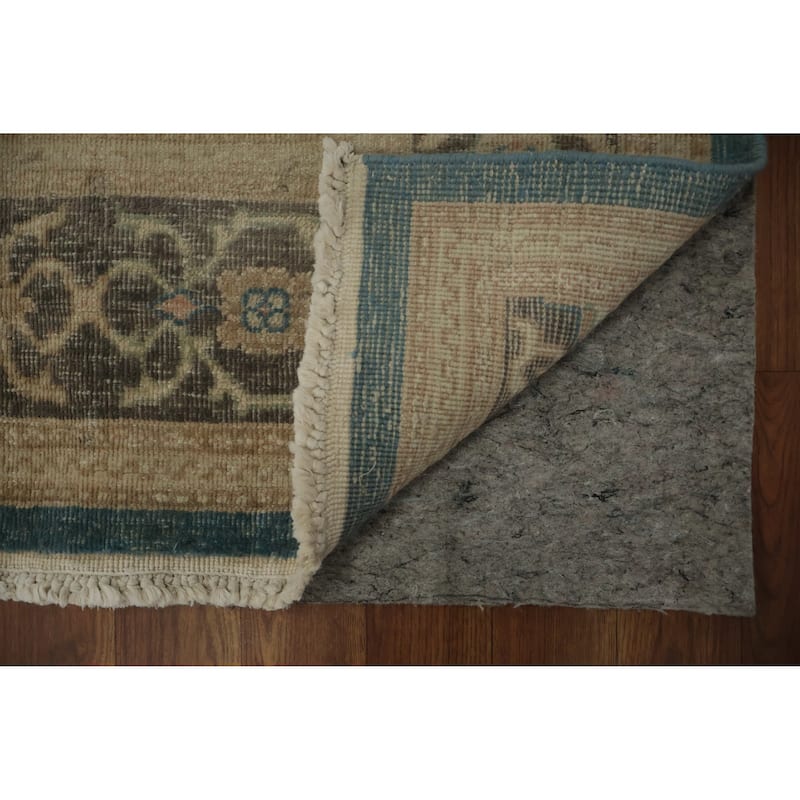 Hand Knotted Oriental 100% Wool Carpet Transitional Floral Navy Blue & Blues Oushak Area Rug - 7' 8'' X 5' 0''