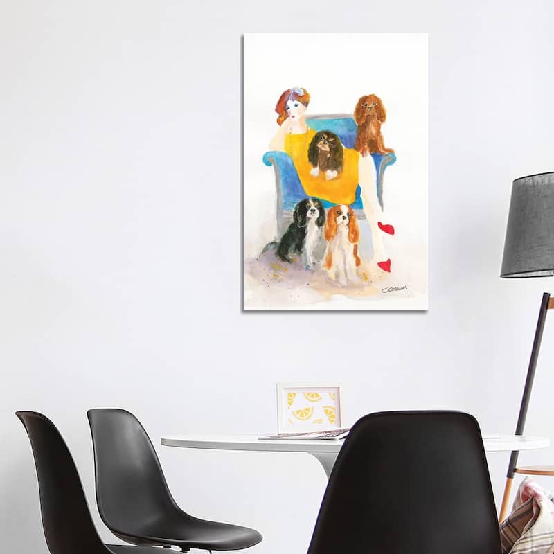 iCanvas "Cavalier Lady In Blue Chair" by Connie Collum Canvas Print - 40x26x1.5