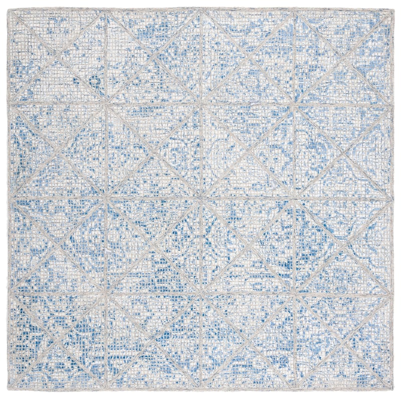 SAFAVIEH Handmade Artistry Itta Wool & Viscose Rug - 7' Square - Blue/Natural
