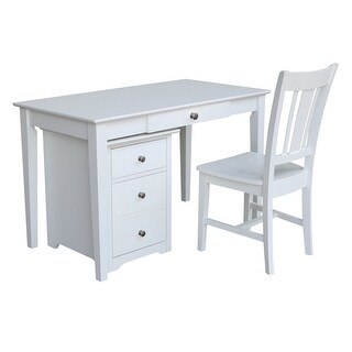 International Concepts Two Drawer File Cabinet with Desk And Chair (beach white)