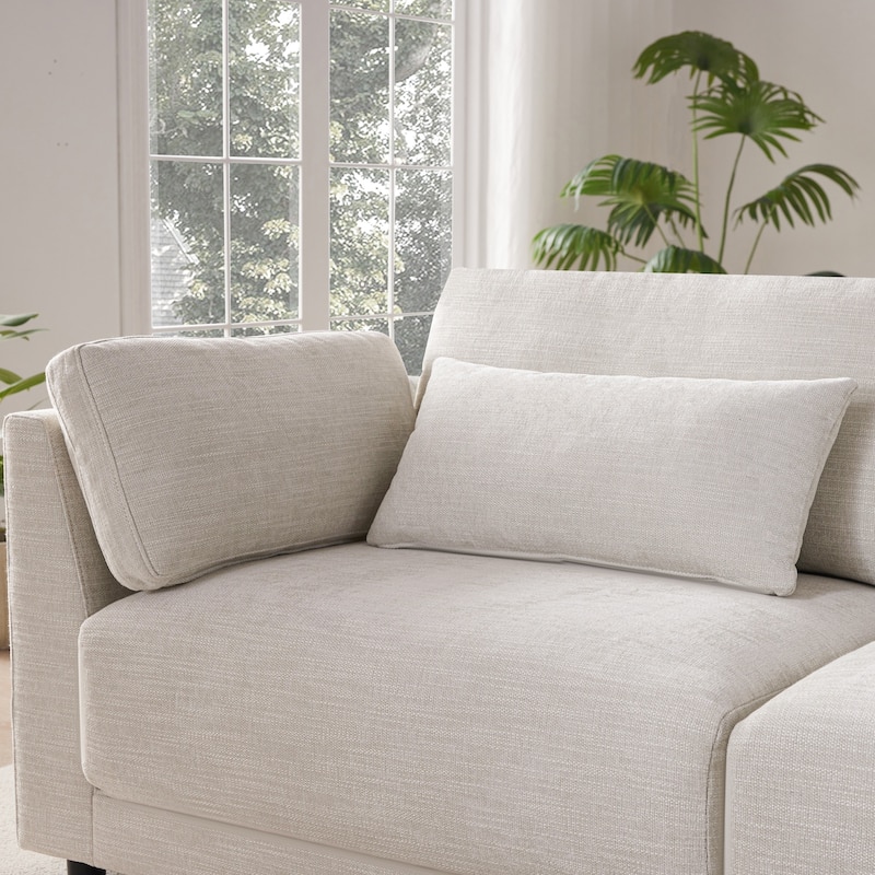 124'' Modular Sectional L-Shaped Chenille Sofa with Storage Console and Movable Ottoman
