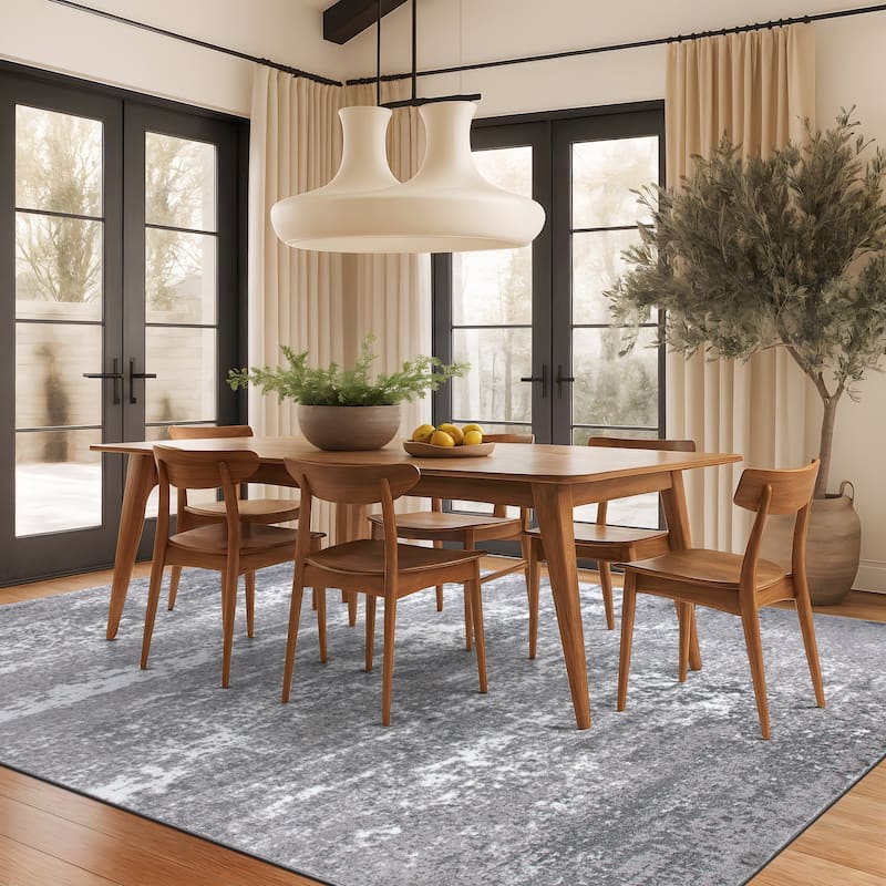 World Rug Gallery Distressed Abstract Watercolor Area Rug