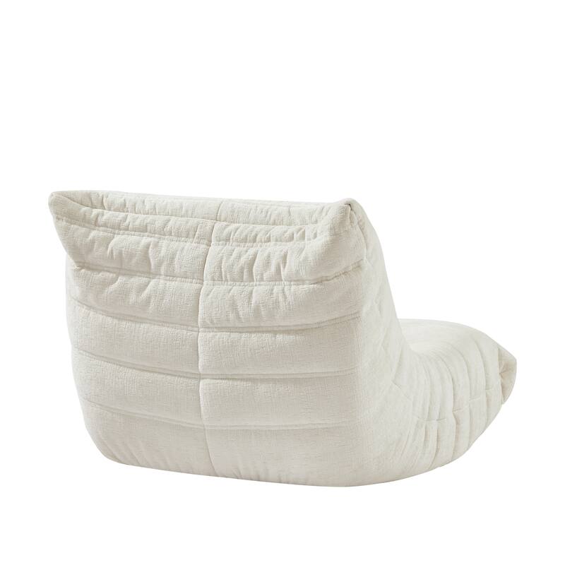 Chenille Deep Seat Bean Bag Chair, Ergonomics Armless Fireside Chair, Adults Corner Soft Lazy Sofa with Memory Foam Filler