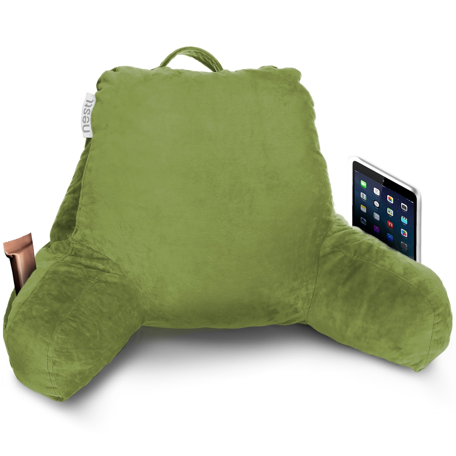 Nestl Memory Foam Reading Pillow with Backrest Arms and Pockets