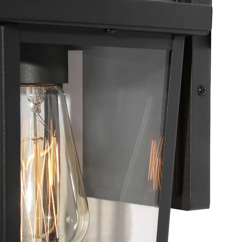 Bern Modern 1-Light Black Outdoor Light Lantern Porch Wall Lamps - L 6.5"x W 7.5"x H 11.5"
