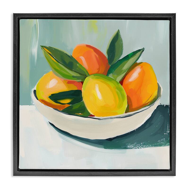 Stupell Bowl of Citrus Fruit Framed Floater Canvas Wall Art Design By Walker Noble - 25 x 25 - Black
