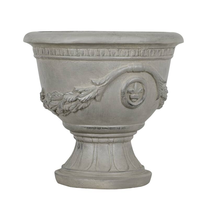 Christopher Knight Home - Classical 16.14"H Outdoor Pedestal Urn Planter with Heraldic Carved Design
