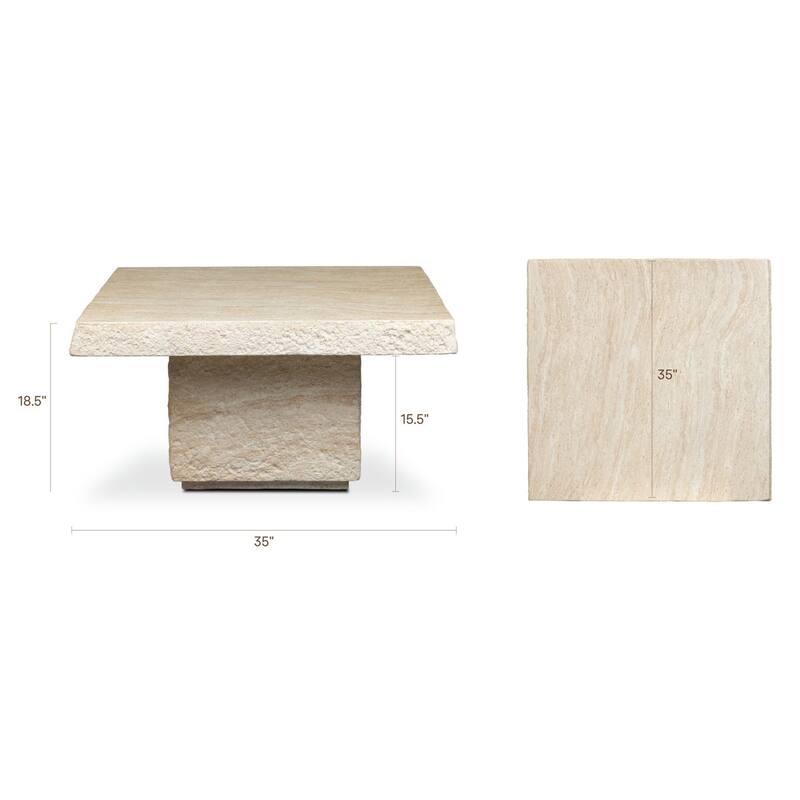 Stilo Slab Top Concrete Coffee Table with Marble and Stone Finish