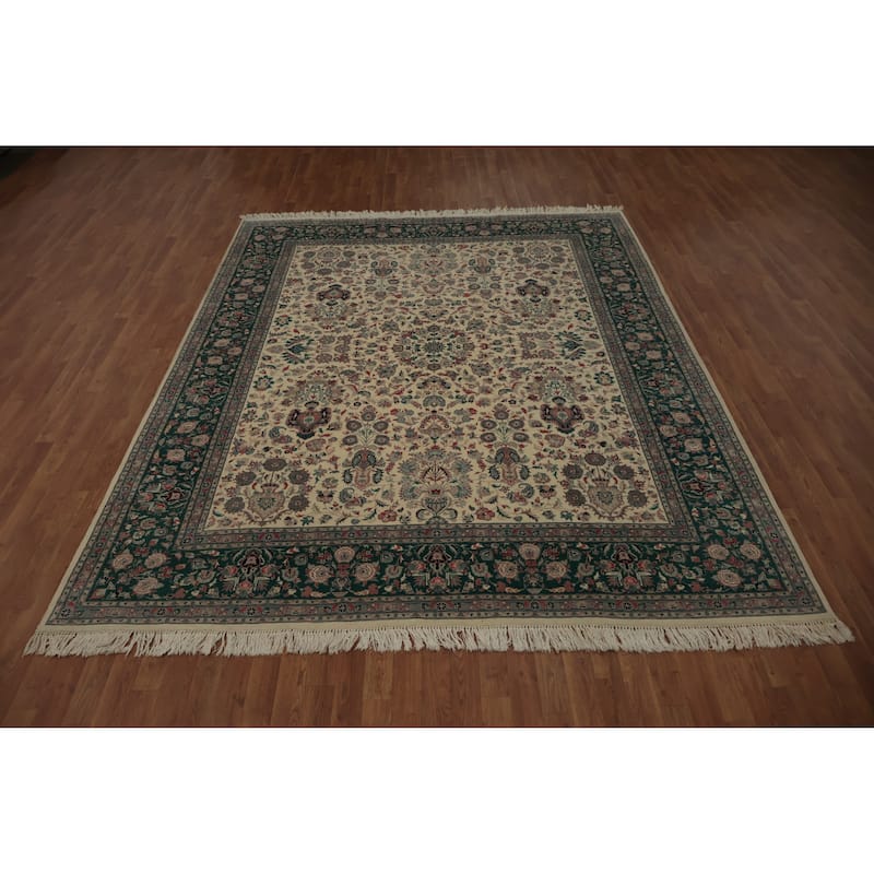 Hand Knotted Oriental 100% Wool Carpet Traditional Floral Beige & Ivories Aubusson Area Rug - 10' 5'' X 8' 2''