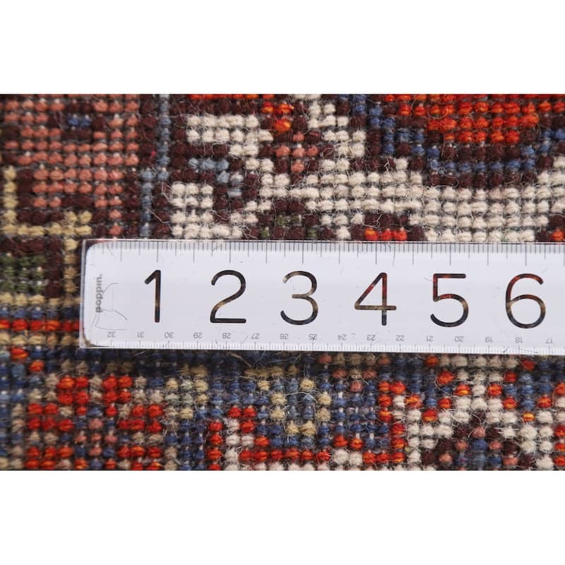 Geometric Orange Heriz Serapi Indian Rug Hand-Knotted Wool Carpet - 2'0"x 3'0"