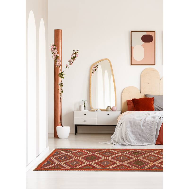 ECARPETGALLERY Flat-Weave Yoruk Red Wool Kilim - 5'11 x 11'1