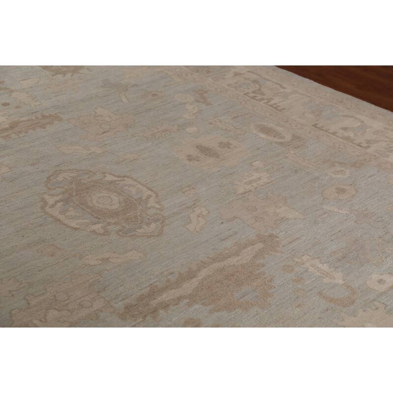 Grey Vegetable Dye Oushak Turkish Area Rug Hand-Knotted Wool Carpet - 8'10"x 11'8"