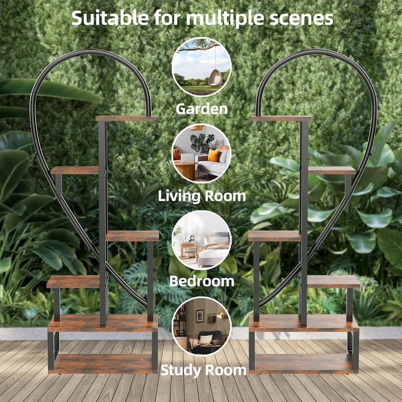 2pcs 6 Layers Half Heart Plant Stand Flower Pot Stand - 44.1x11x64.9 inch