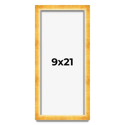 9x21 Shadow Box Frame Gold | 1.625 Inches Deep Real Wood Traditional