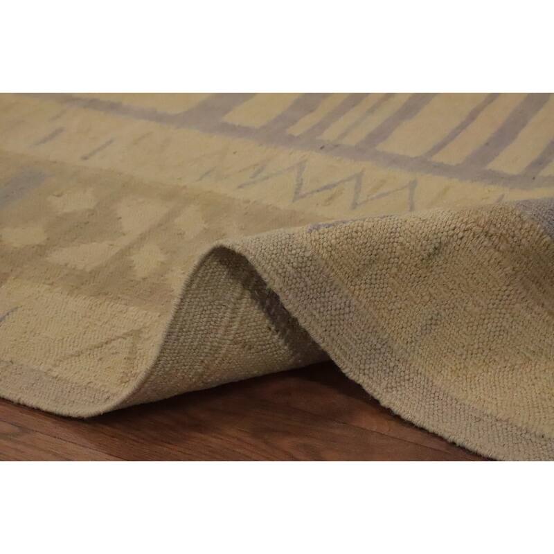 Hand Woven Oriental 100% Wool Carpet Southwestern Tribal Yellow & Gold Kilim Area Rug - 8' 11'' X 5' 10''
