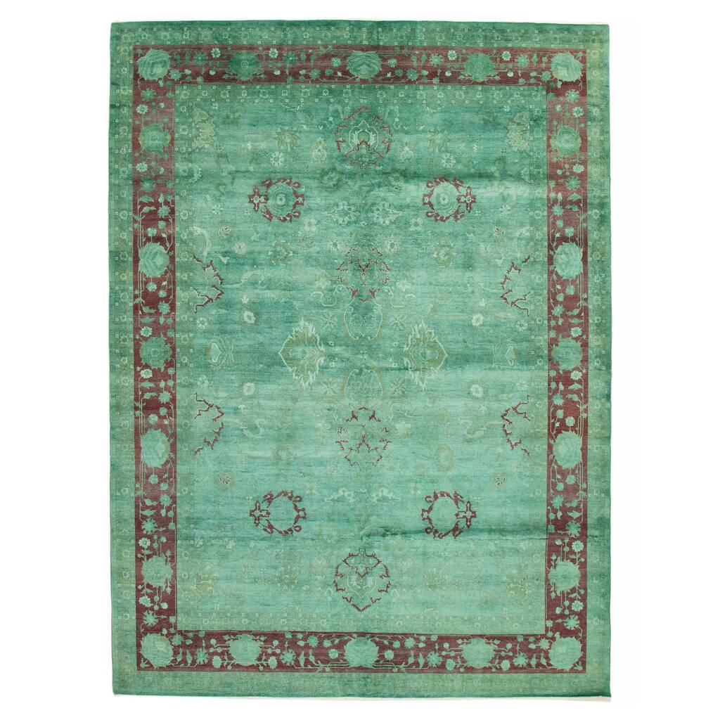 ECARPETGALLERY Hand-knotted Vibrance Mint Wool Rug - 9'0 x 11'10