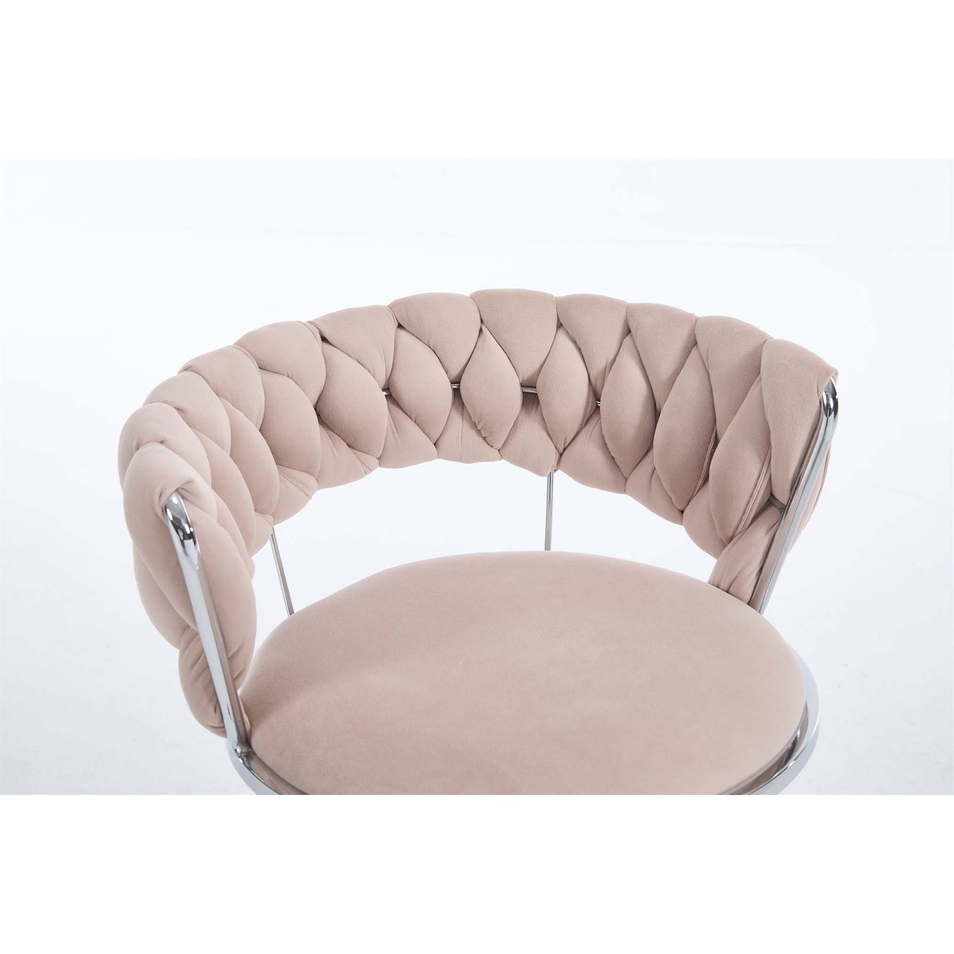 Set of 2 Velvet Bar Stools with Chrome Base, Swivel, Height Adjustable, and Comfortable Footrest for Modern Interiors