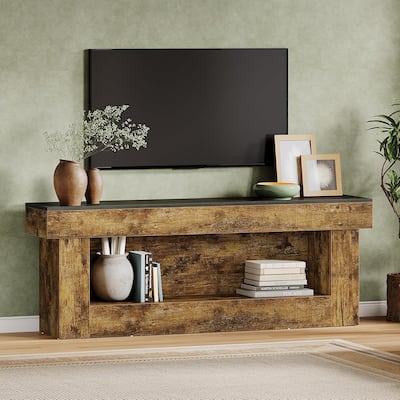 63" TV Stand, Farmhouse Media Console with Open Storage Space, Entertainment Center for 60/65/70 Inches TVs