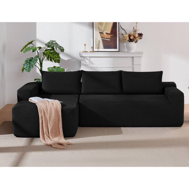 105" Cloud Sectional Couch with L-Shape Chaise,Modern Modular Sofa with Deep Seat, Upholstered Couches for Living Room - Black