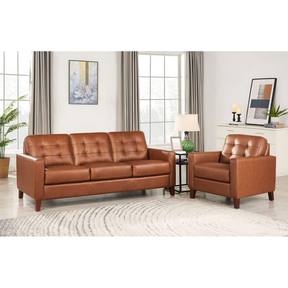 Hydeline Aiden Top Grain Leather Sofa and Chair Set