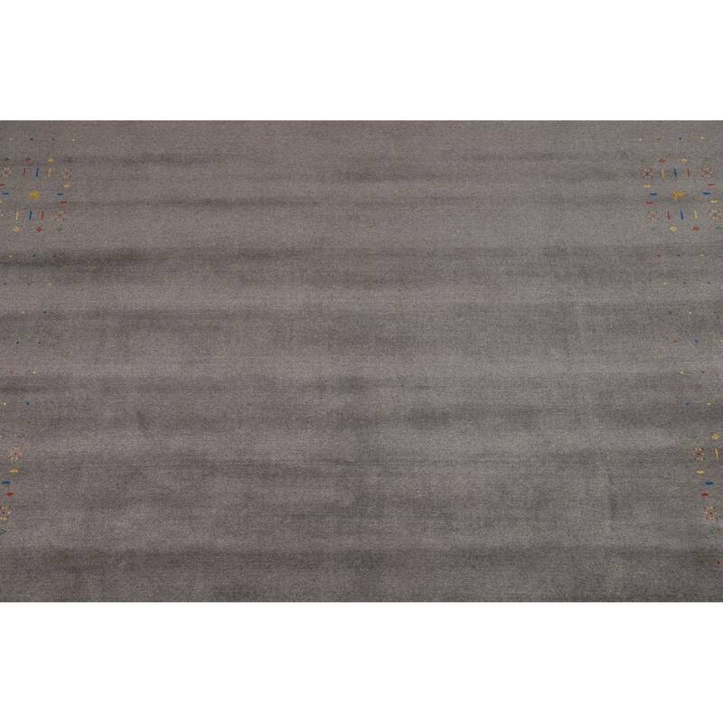 Tribal Gray Gabbeh Oriental Area Rug Handmade Wool Carpet - 8'2" x 9'11"