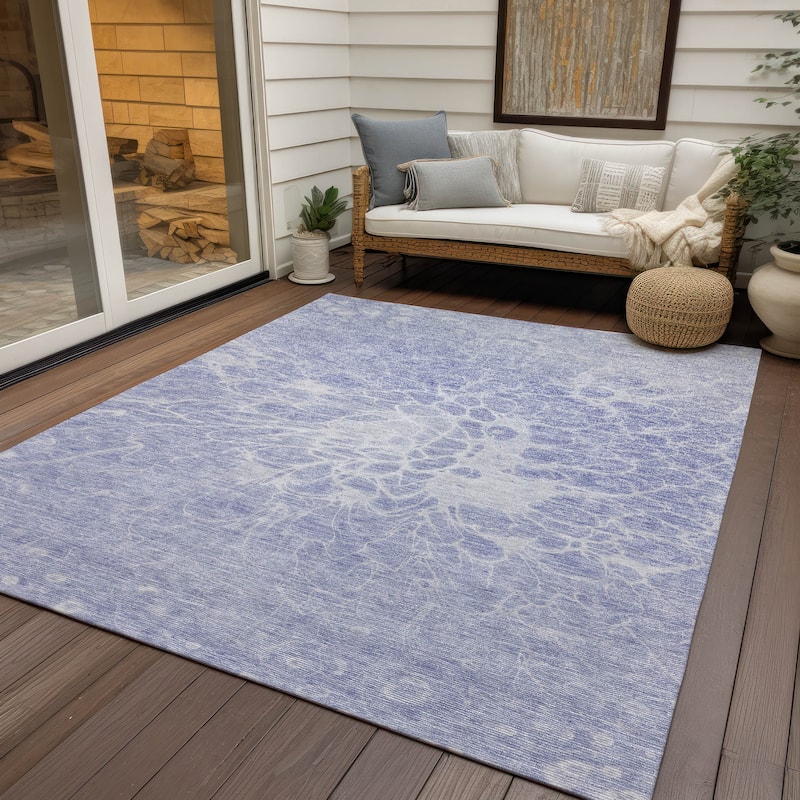 Machine Washable Indoor/ Outdoor Chantille Modern Vintage Floral Rug