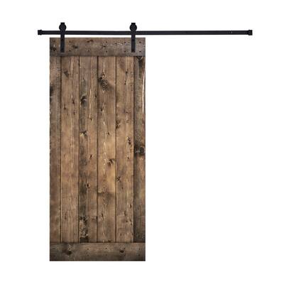 Paneled Wood Jacobean Barn Door with Hardware Kit-Single Door