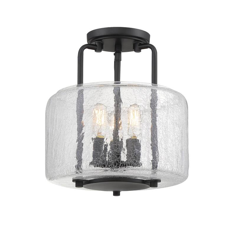 Savoy House Avalon 3 Light 11" Wide Semi-Flush Drum Ceiling Fixture - Matte Black