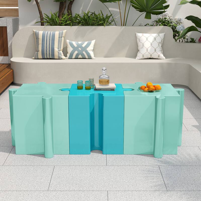 Christopher Knight Home - Ami Puzzle Art Modern 3-Piece Modular Outdoor Side Table Set with Interlocking Design