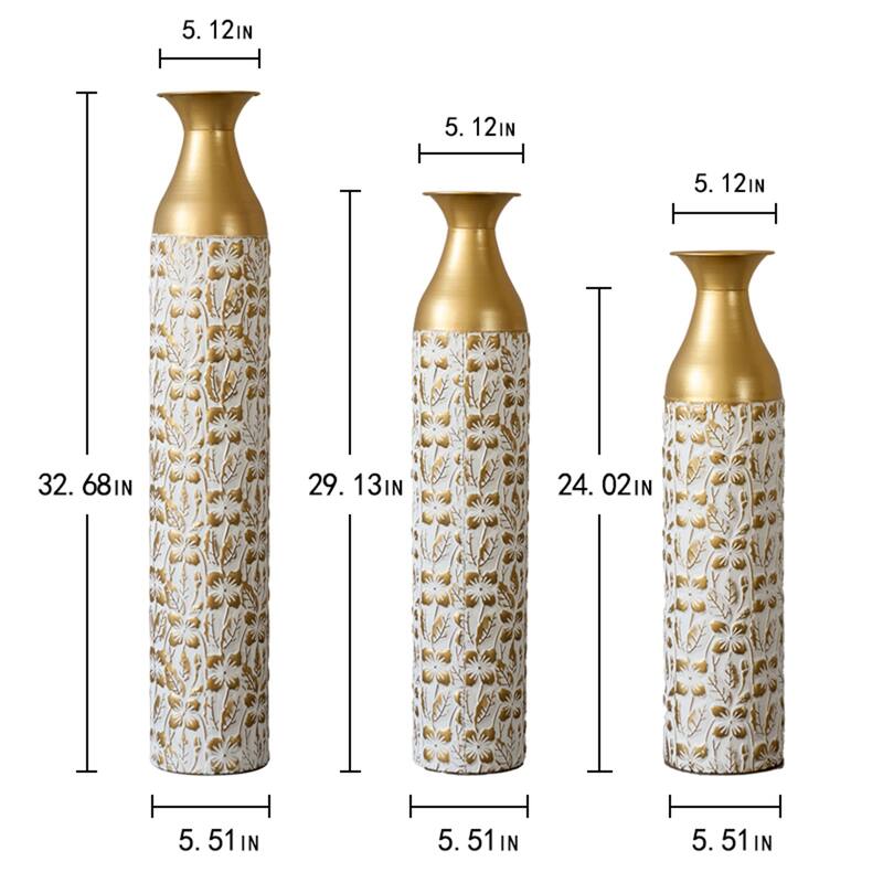 High Independent Decorative Metal Floor Vase (Set of 3)