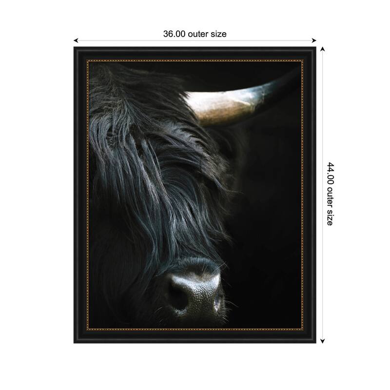 Kate and Laurel Minimalist Black Highland Cow Close by Michael Schauer Framed Wall Art Print
