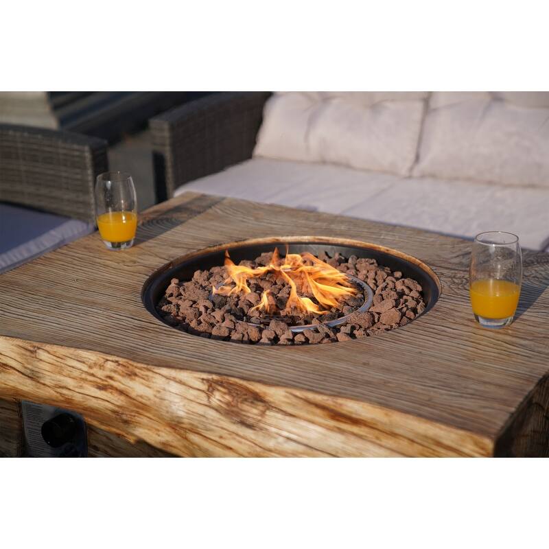 7-Piece Outdoor Wicker Conversation Sofa Set with Fire Pit